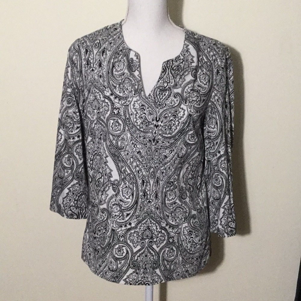 Talbots Long Sleeved Black And White Top